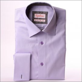 Lilac french cuff shirt with a grey pattern collar
