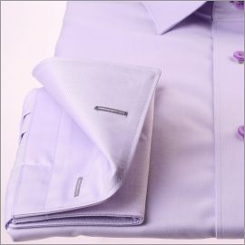 Lilac french cuff shirt with a grey pattern collar