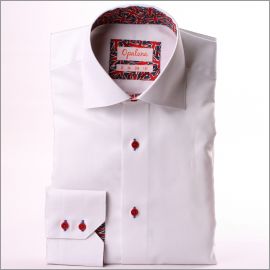 White shirt with Union Jack pattern collar and cuffs
