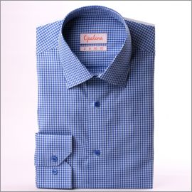 White, light blue and dark blue checkered shirt