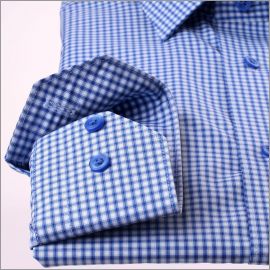 White, light blue and dark blue checkered shirt