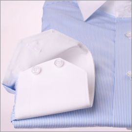 White and blue striped shirt, white collar and cuffs