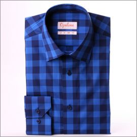 Blue and navy blue checkered shirt