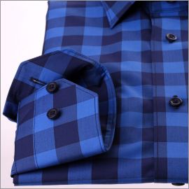 Blue and navy blue checkered shirt