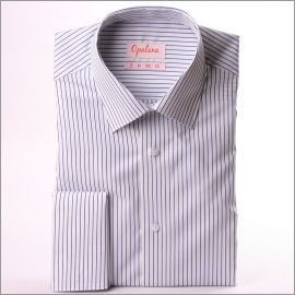 Weiß französisch Manschette Shirt mit dunkelblauen Streifen