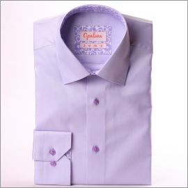 Lila camisa con lila y blanco Patrón cuello y puños