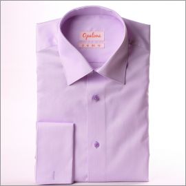 Chemise mauve à poignets mousquetaires, tissu gabardine