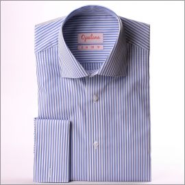 Camisa de puño francés de rayas azul y blanco