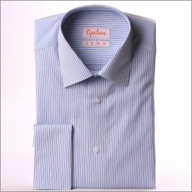 White french cuff shirt with blue stripes