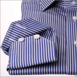 Dark blue and white striped shirt