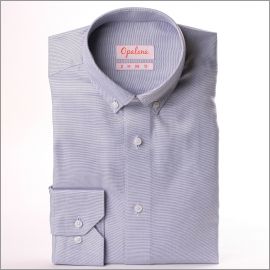 Dunkelblau und weiß Natté Stoff Hemd mit Button-down-Kragen