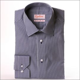 Navy blue and white gingham shirt