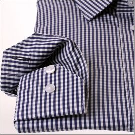 Navy blue and white gingham shirt