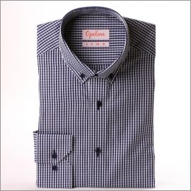 Azul marino y blanco gingham camisa de botones