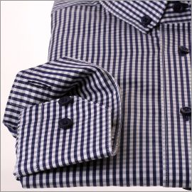 Azul marino y blanco gingham camisa de botones