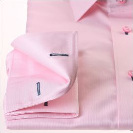 Pink french cuff shirt with blue stripes collar and cuffs