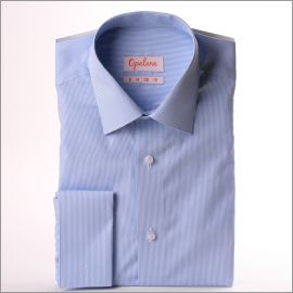 White and blue stripes french cuff shirt