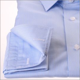 White and blue stripes french cuff shirt