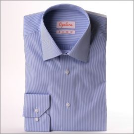 White and medium blue stripes shirt