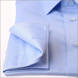 Azul claro oxford camisa de puño francés