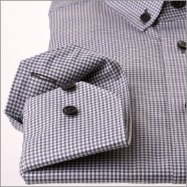 White and grey houndstooth button-down collar shirt