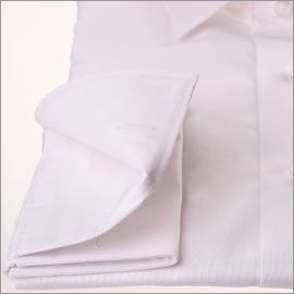 Blanco Pin Point camisa de puño francés