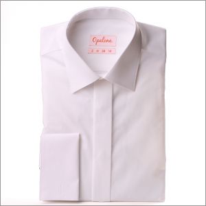 White poplin french cuff shirt with a covered placket