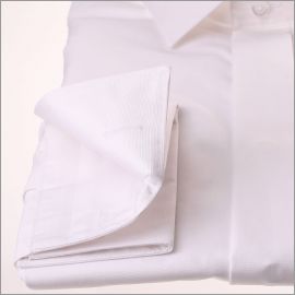 White poplin french cuff shirt with a covered placket