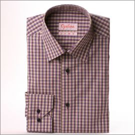 Chemise à carreaux beiges, gris, marrons et violets