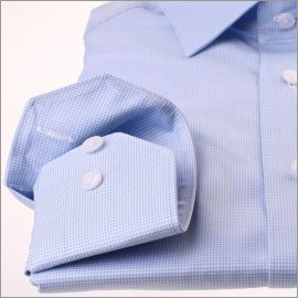 White and light blue houndstooth shirt