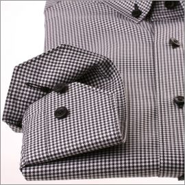 Witte en zwarte houndstooth button down overhemd