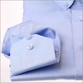 Blue button down collar shirt with tiny blue dots