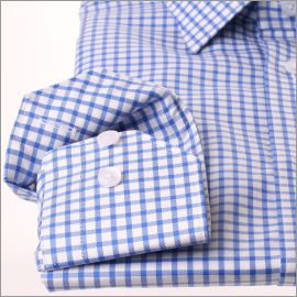 Chemise à larges carreaux bleu moyen et blancs