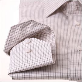 White and brown checkered shirt