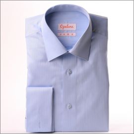 Franja azul Luz puño de la camisa francés