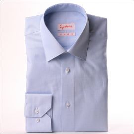 Chemise tissu natté bleu clair et blanc