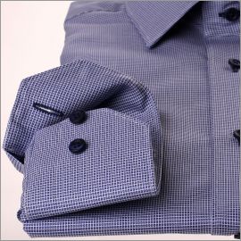 Chemise à motifs mini carreaux bleu foncé