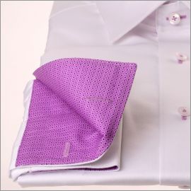 Chemise blanche à col et poignets à motifs gouttes lilas