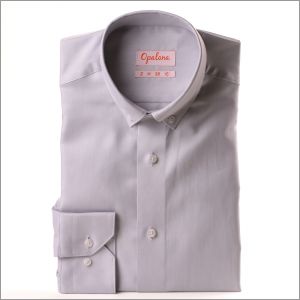 Chemise grise tissu Pin Point col boutonné