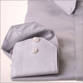 Chemise grise tissu Pin Point col boutonné