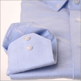 Chemise bleu ciel en coton brossé col boutonné