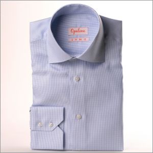 White and light blue natté shirt