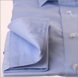 Small herringbone light blue french cuff shirt