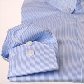 Button-down collar shirt with light blue stripes