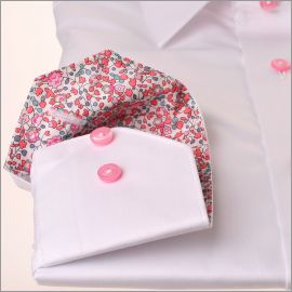 White shirt with pink floral collar