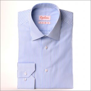 Shirt with white and blue stripes