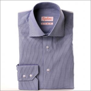 Chemise à petits carrés bleu foncé