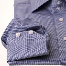 Camisa pequeña con estampado cuadrado azul oscuro