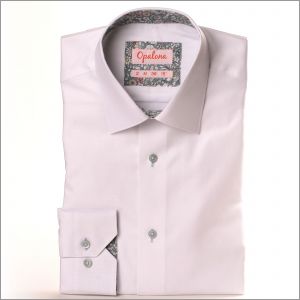 White shirt with grey floral collar and cuffs