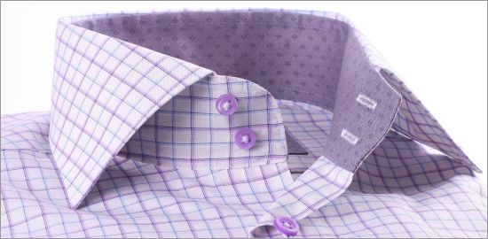 Chemise à carreaux mauves et bleus